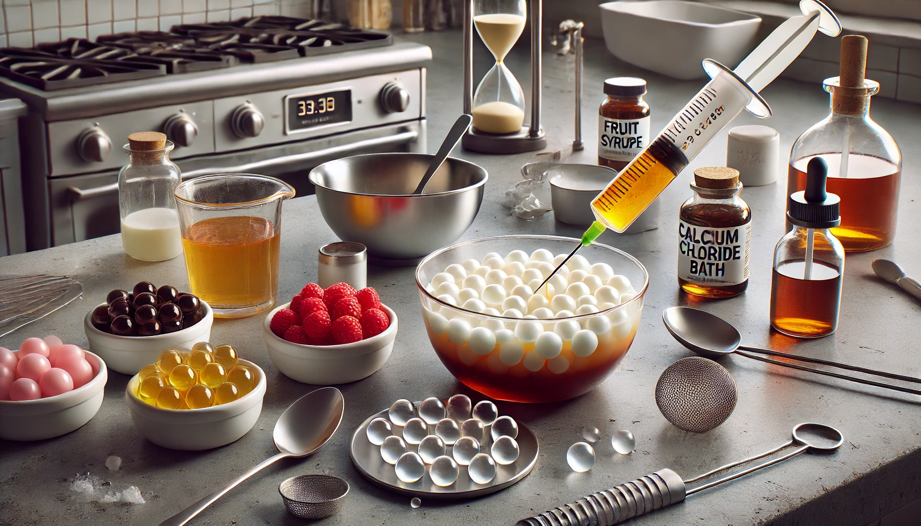 Ingredientes y equipos para una esferificación perfecta