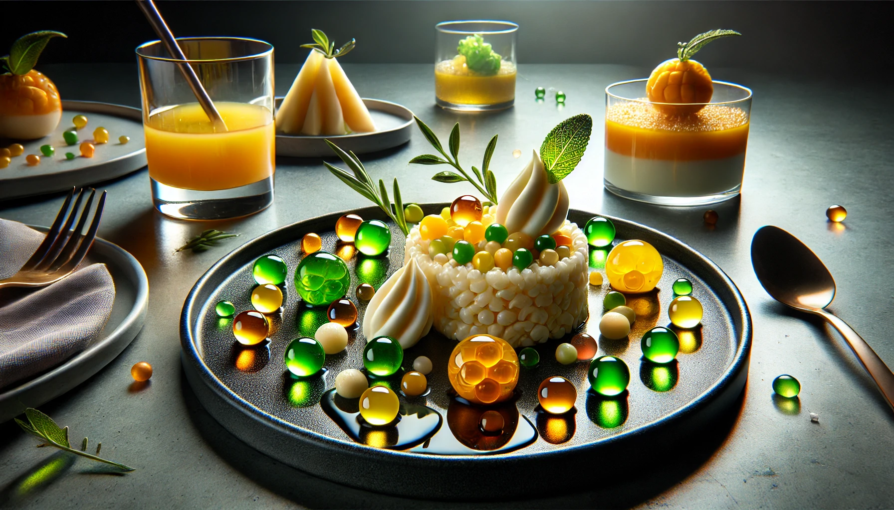 Esferas de melón cantalupo, un homenaje al caviar de melón de El Bulli.